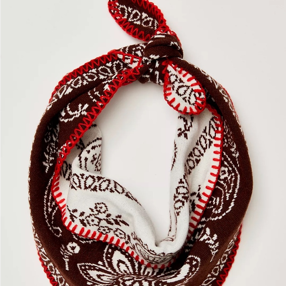 Free People Red, Brown, and White Floral Scarf